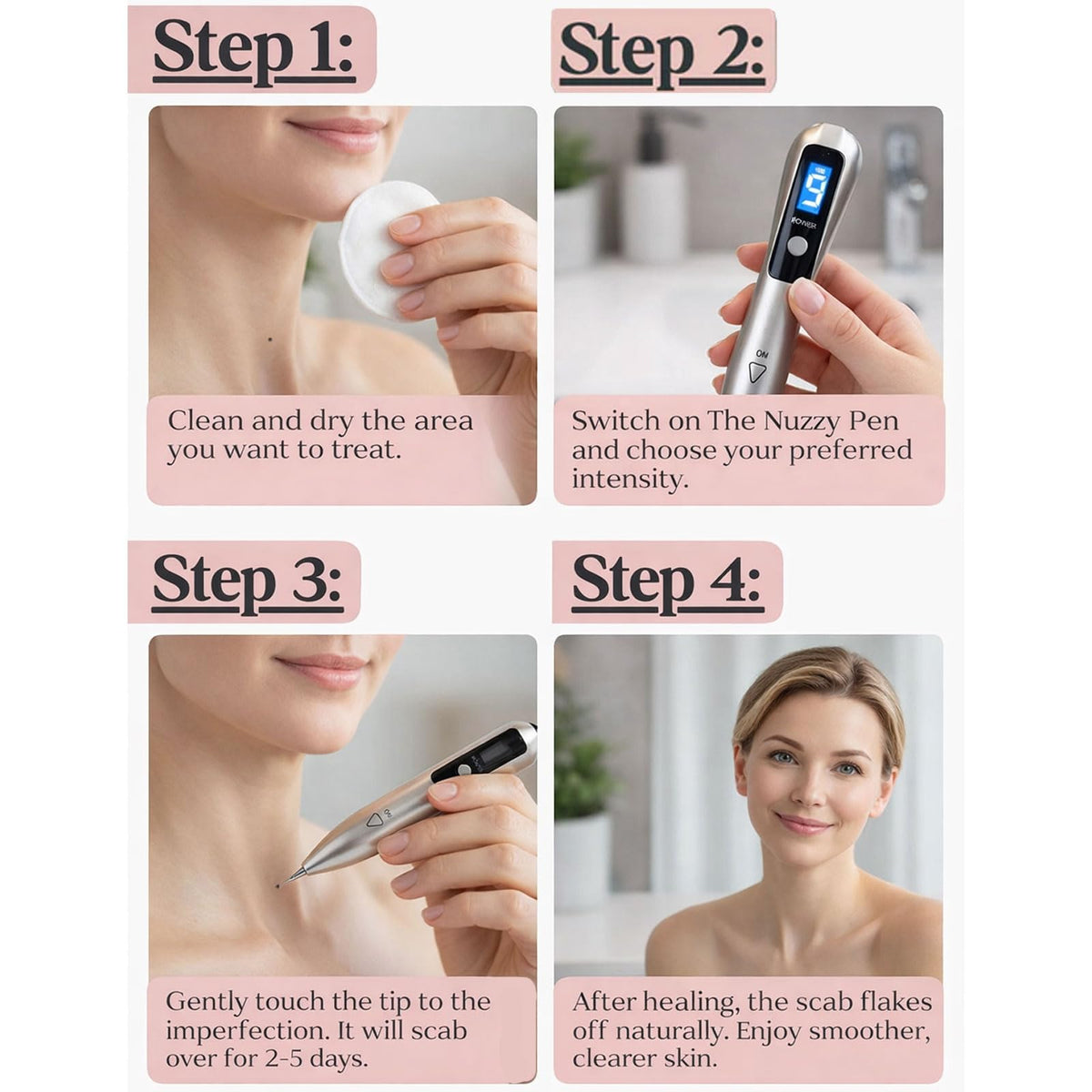 Nuzzy Pen compact pink design fits comfortably in your hand