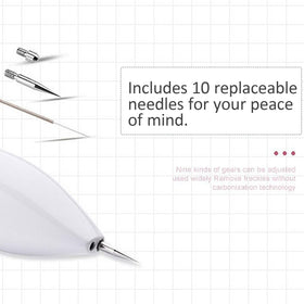 Nuzzy Pen replacement tips and accessories arranged for easy use
