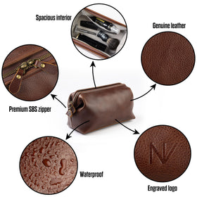 NV Holders premium leather bag open interior reveals roomy main compartment for easy access