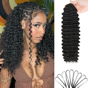 Nvnvdij deep wave crochet hair 14in 120g blends naturally for daily wear