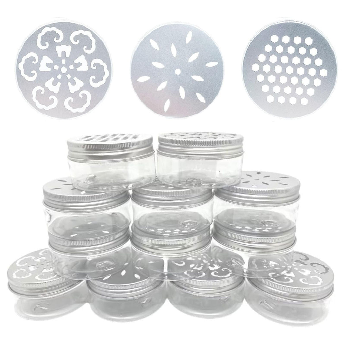 Nwsrayu 12 pack empty storage jars with hollow lids for easy scent diffusion