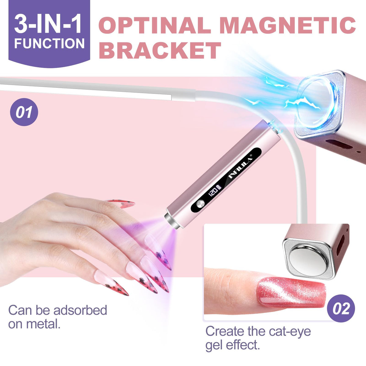 NXJ INFILILA cordless travel nail lamp ideal for mobile nail techs.