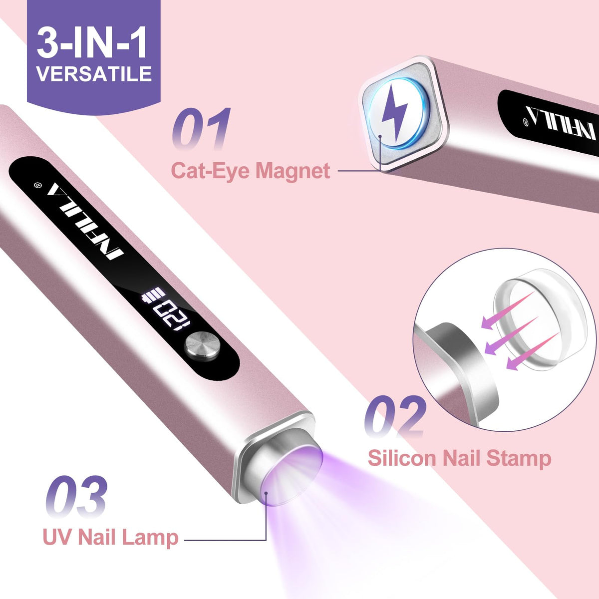 NXJ INFILILA fast cure 395nm lamp delivers quick gel sets.