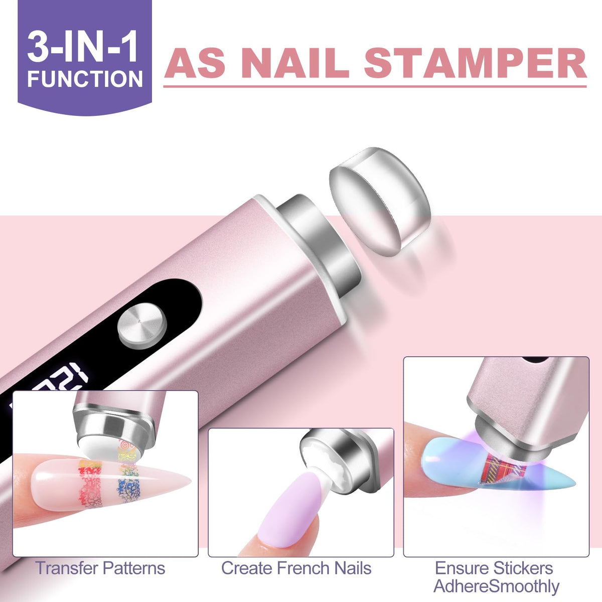 NXJ INFILILA stamping heads enable French manicure designs.