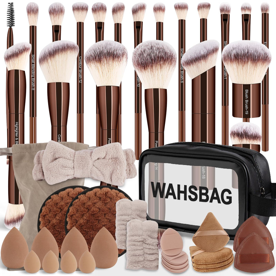 NXPPYY professional makeup brush set with travel case for precise powder application.