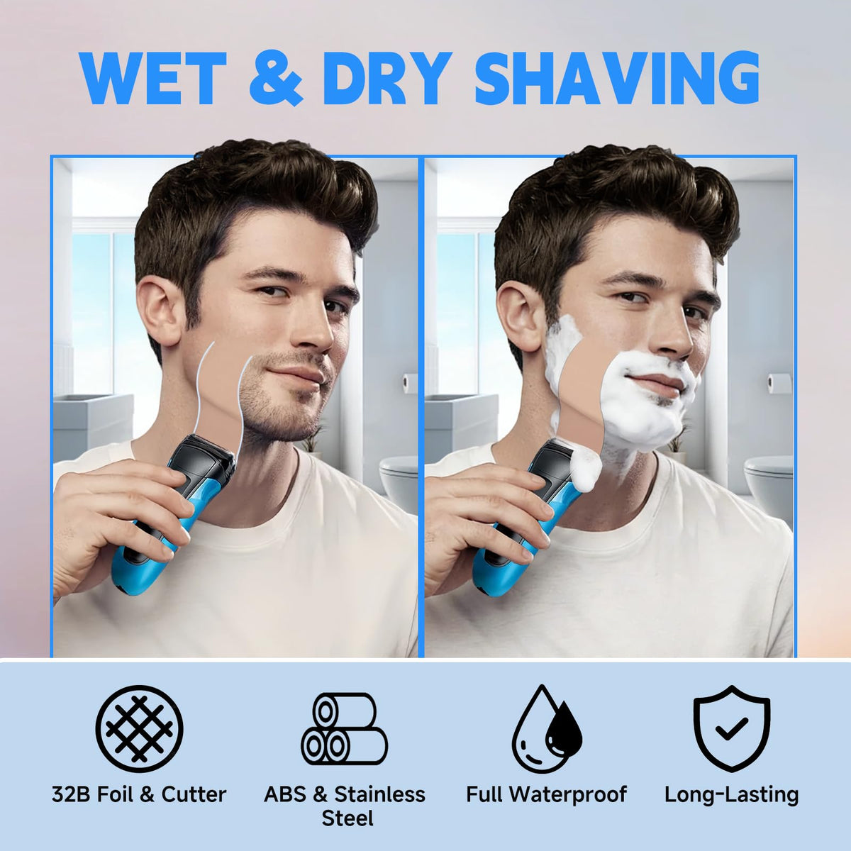 NXPPYY wet-dry compatibility lets you shave with foam, gel, or dry.
