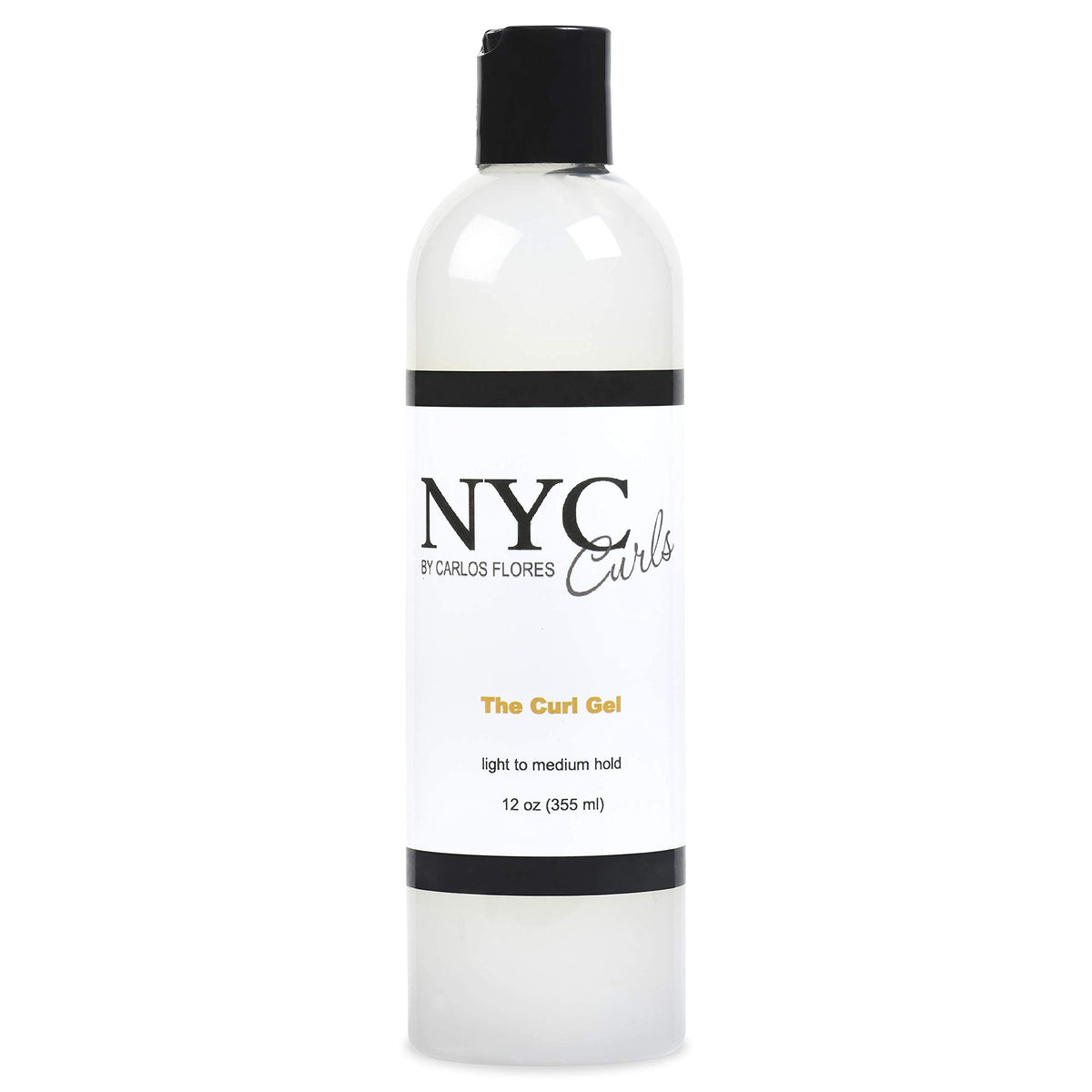 NYC Curls The Curl Gel bottle pouring, showing flexible hold for curls