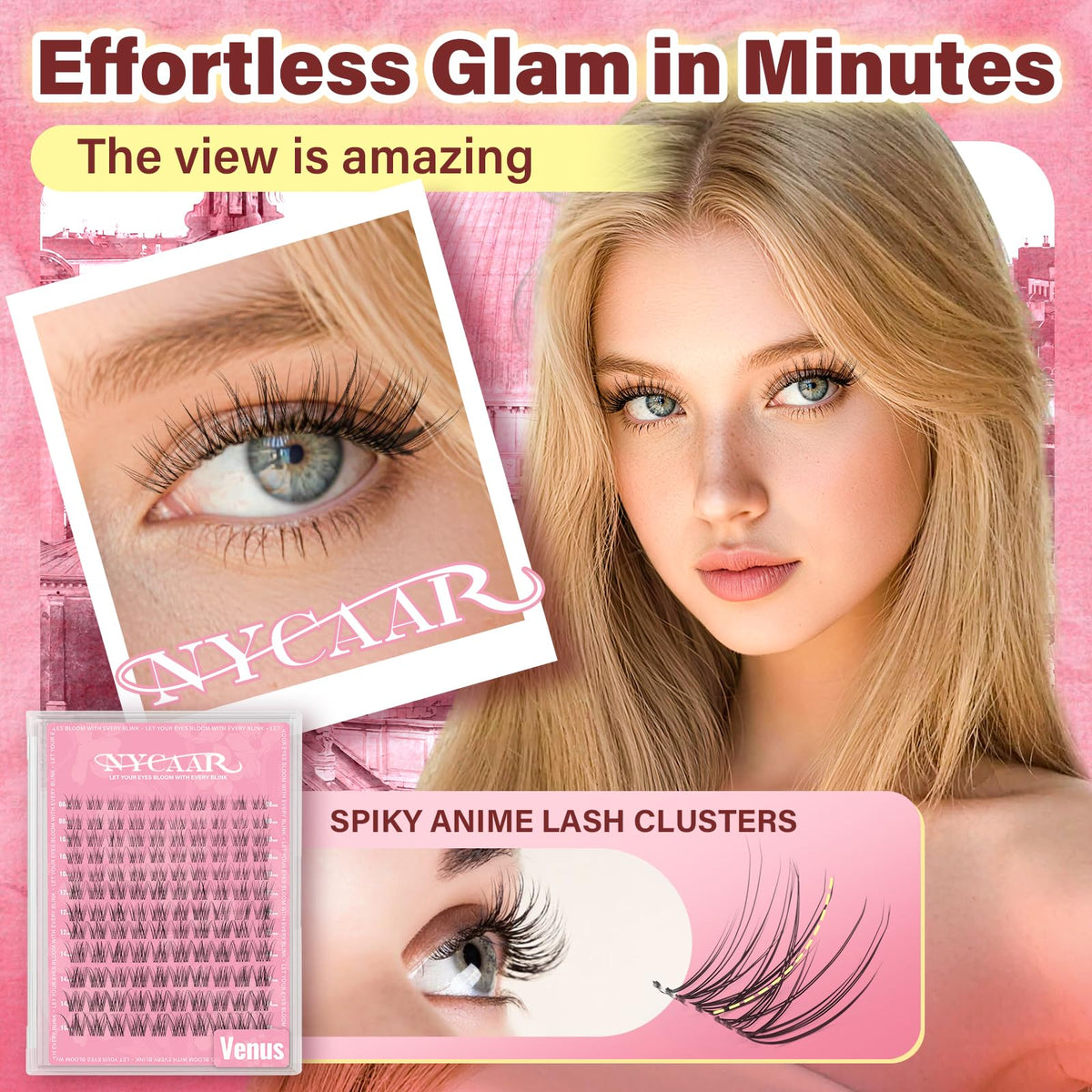 NYCAAR Velure bond and seal ensures secure wear with the lash clusters.