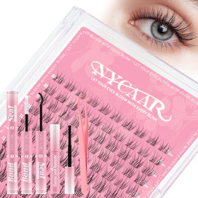 NYCAAR Velure cluster lashes NY06 8-18 mm close-up for natural anime volume.