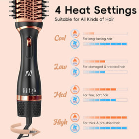 Nycoba Hair Dryer Brush Set cool shot helps set styles and shine.