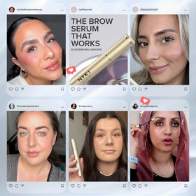 NYK1 BrowForce clear formula visible on brows for a natural makeup-friendly finish.