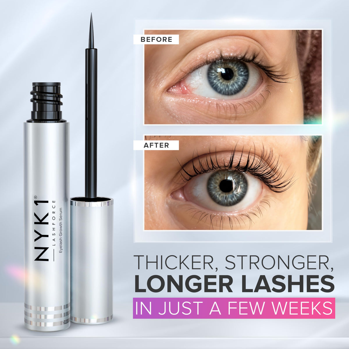 NYK1 LashForce applicator brush ready for precise root application