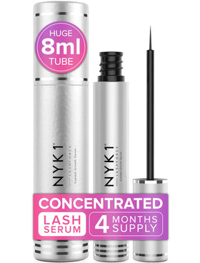 NYK1 LashForce bottle close-up highlights premium lash care essentials.