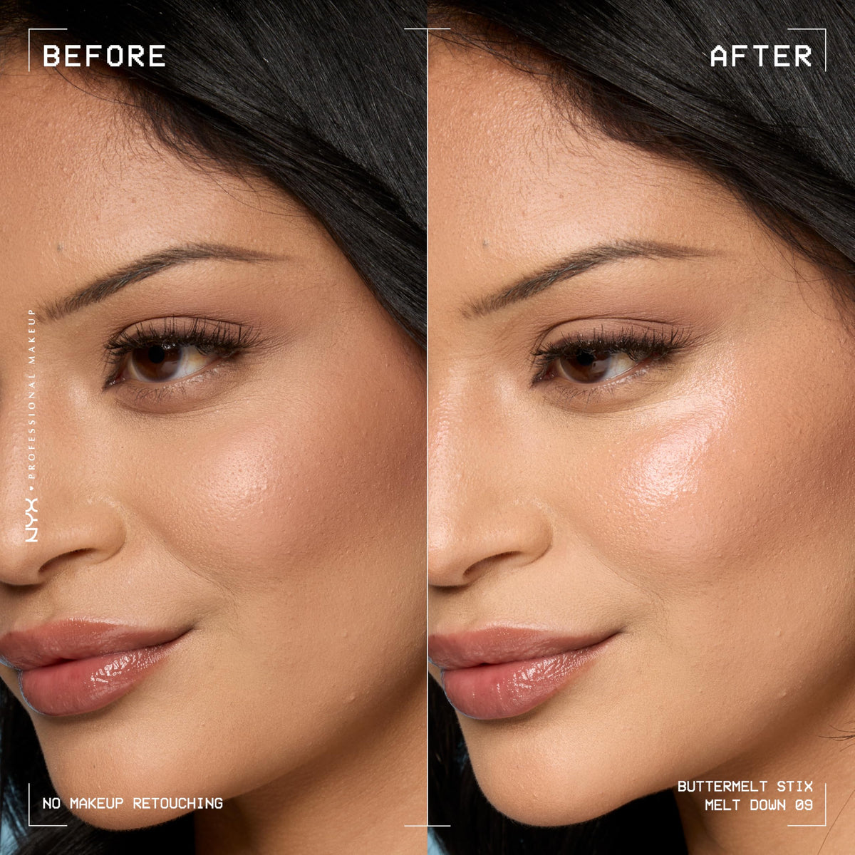 NYX Buttermelt Glaze Stix Peach glow on skin with creamy texture