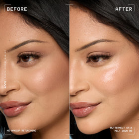 NYX Buttermelt Glaze Stix Peach glow on skin with creamy texture
