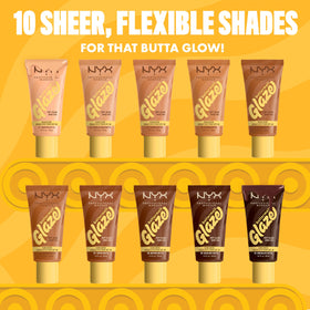 NYX Buttermelt Glaze ten sheer shades highlight versatility
