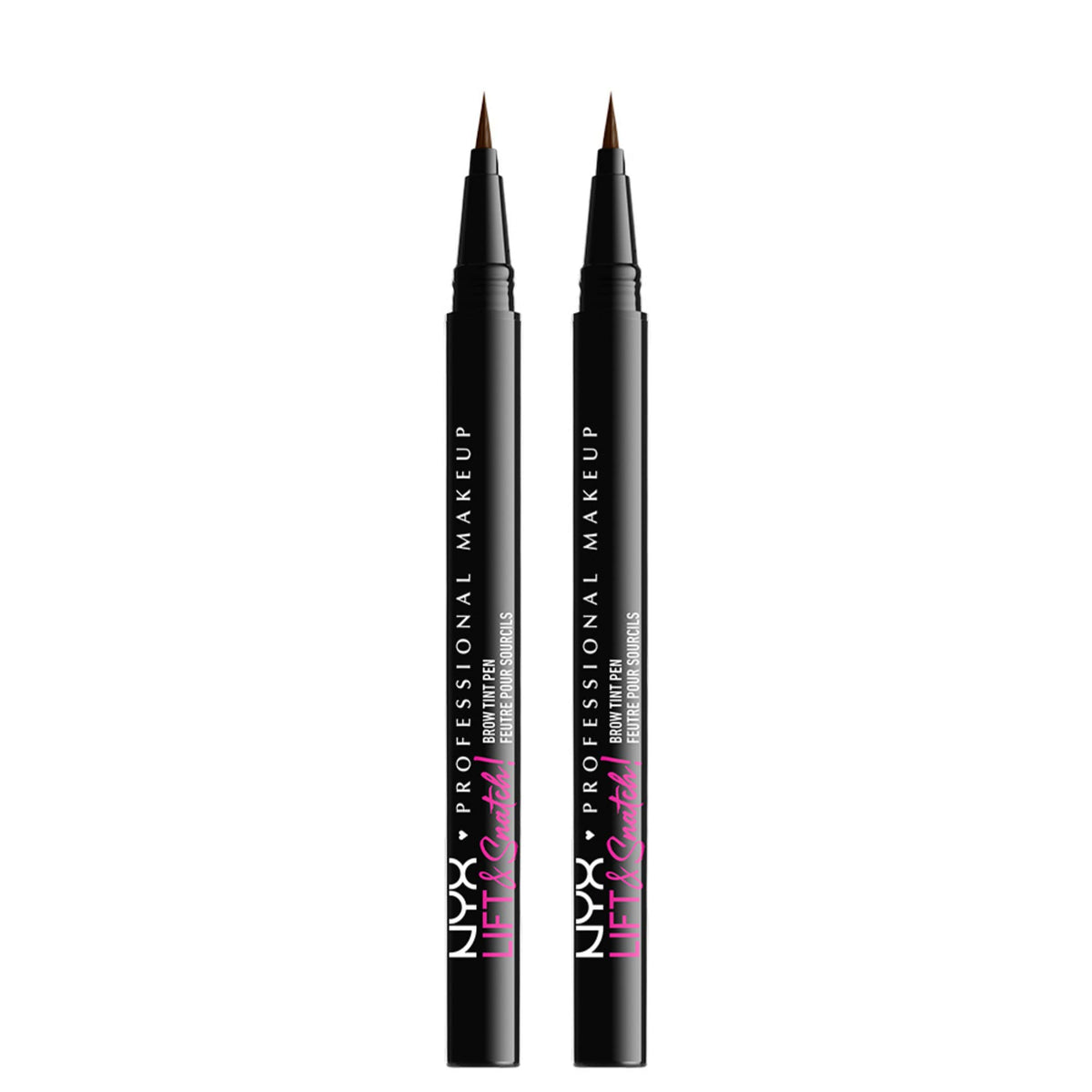 NYX Lift & Snatch Eyebrow Tint Pen closeup highlights precise micro tip for natural to bold brows.