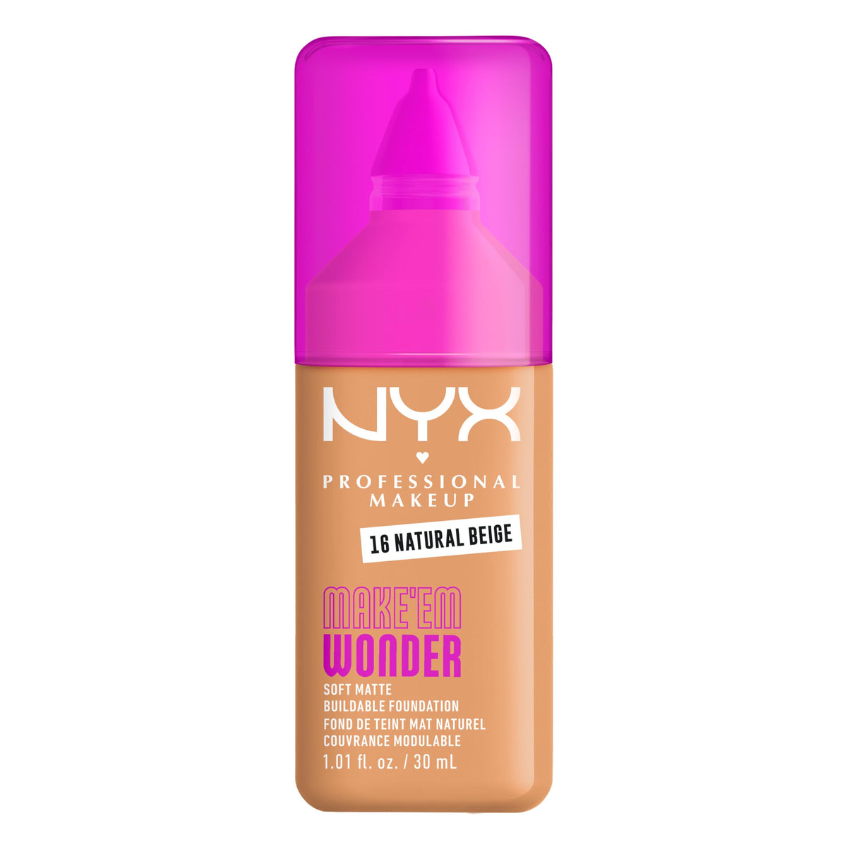 NYX Make Em Wonder bottle-pump for precise, mess-free foundation dispensing