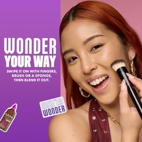 NYX Make 'Em Wonder soft-matte finish image evokes breathable wear and shine control.