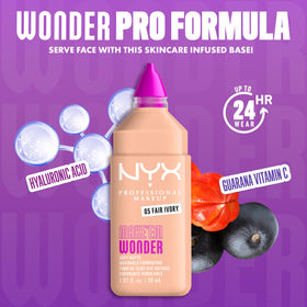 NYX Make 'Em Wonder foundation on skin demonstrates smooth, non-cakey glow.