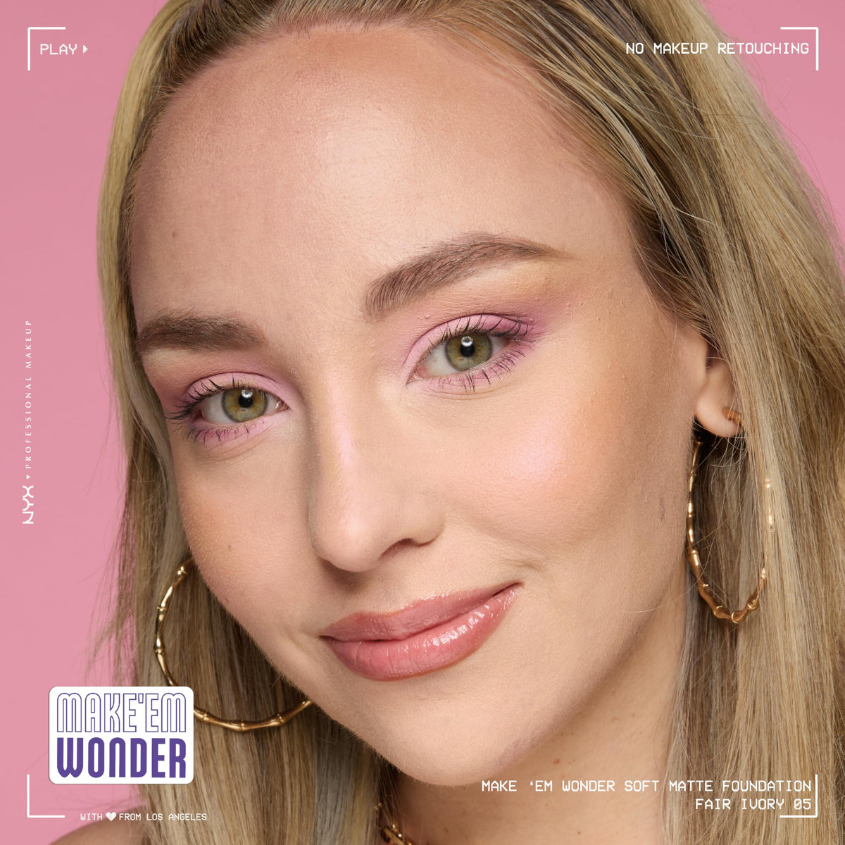 NYX Make 'Em Wonder matte finish on model's cheek.