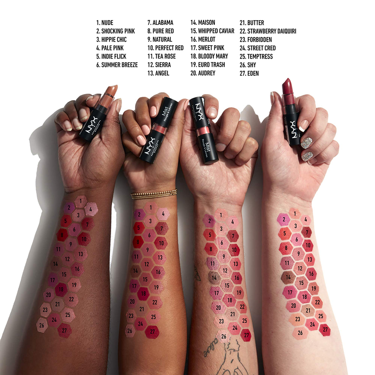 Lip application shot highlighting smooth glide of NYX Butter Toffee Nude