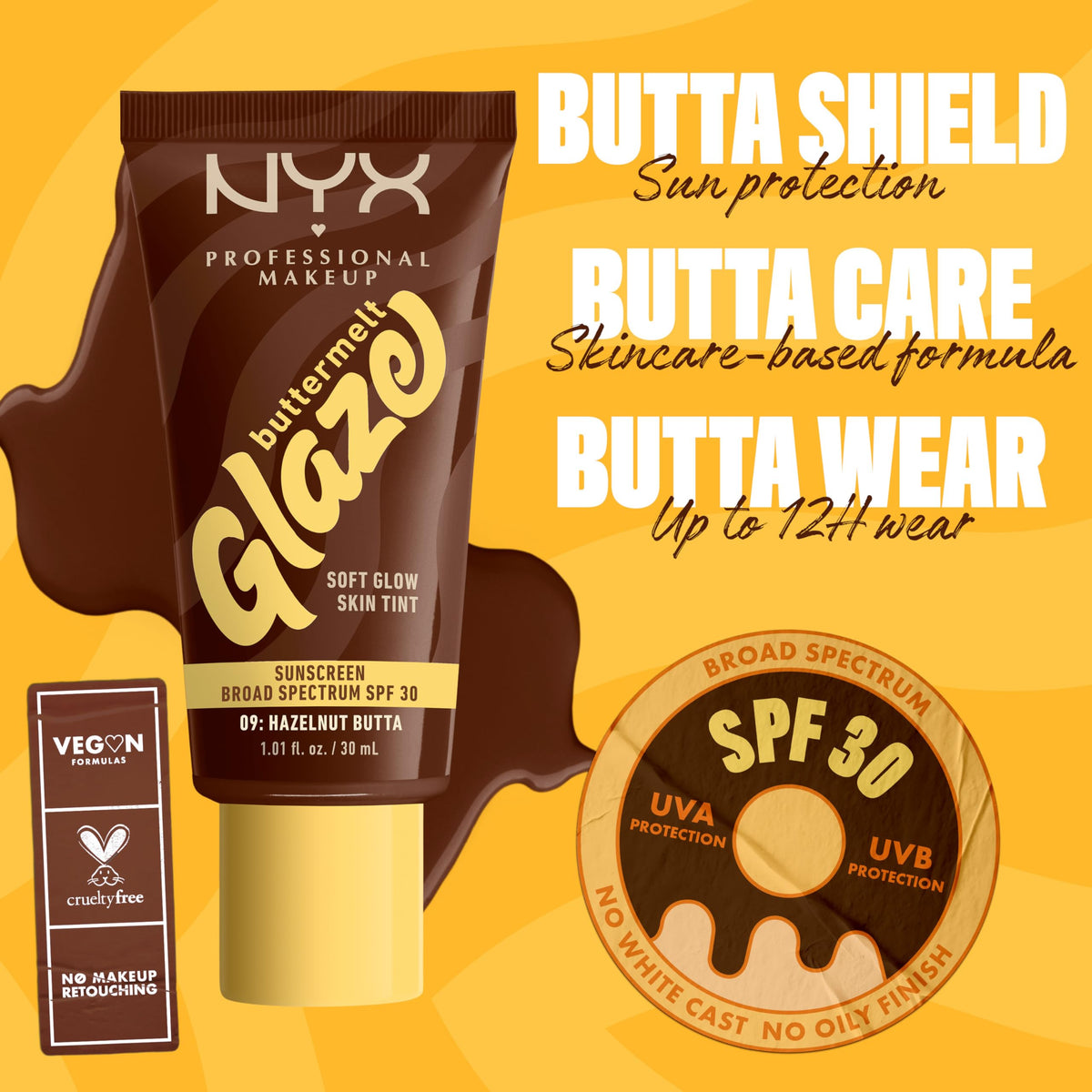 NYX Buttermelt Glaze up to 12H wear maintains glow over time