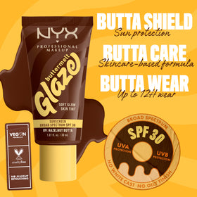 NYX Buttermelt Glaze up to 12H wear maintains glow over time