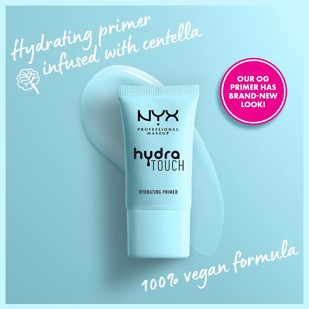 NYX Hydra Touch Primer texture-swipe shows a light, smoothing layer for even application.