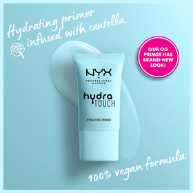 NYX Hydra Touch Primer texture-swipe shows a light, smoothing layer for even application.
