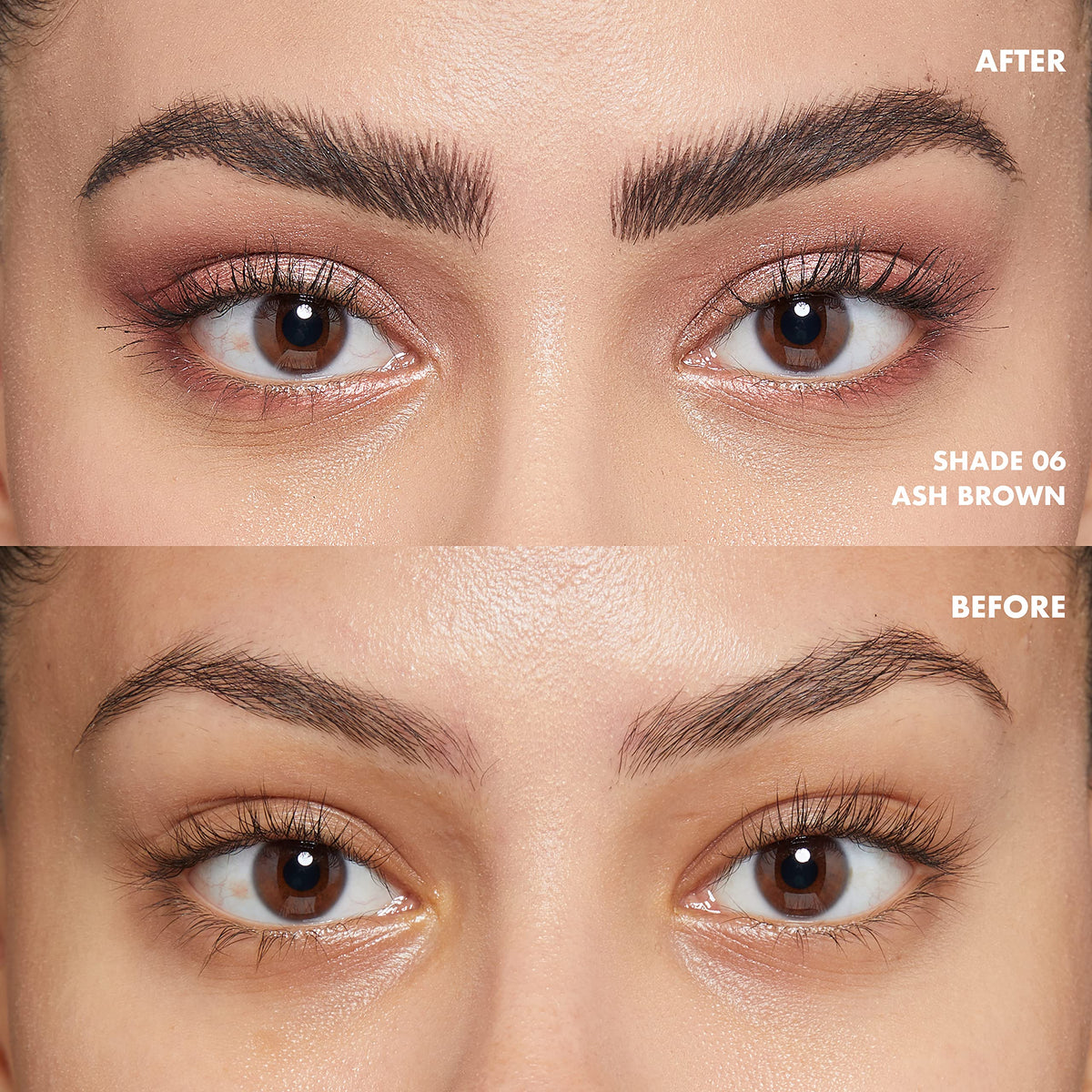 NYX Lift and Snatch eyebrow tint pen ash brown showing natural-looking strokes and lift.