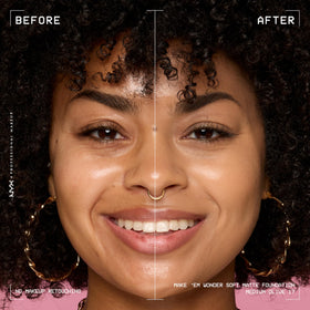 NYX Make 'Em Wonder buildable-coverage swatch demonstrates customizable layering.