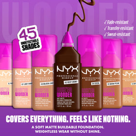 Make 'Em Wonder swatch-blend shows buildable coverage and natural finish.