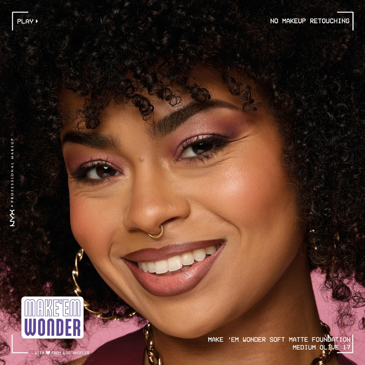 NYX Make 'Em Wonder model-application shows sweat-proof wear.