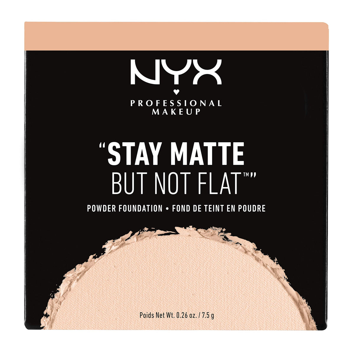 Damp sponge demonstrates fuller coverage with NYX Stay Matte powder foundation.