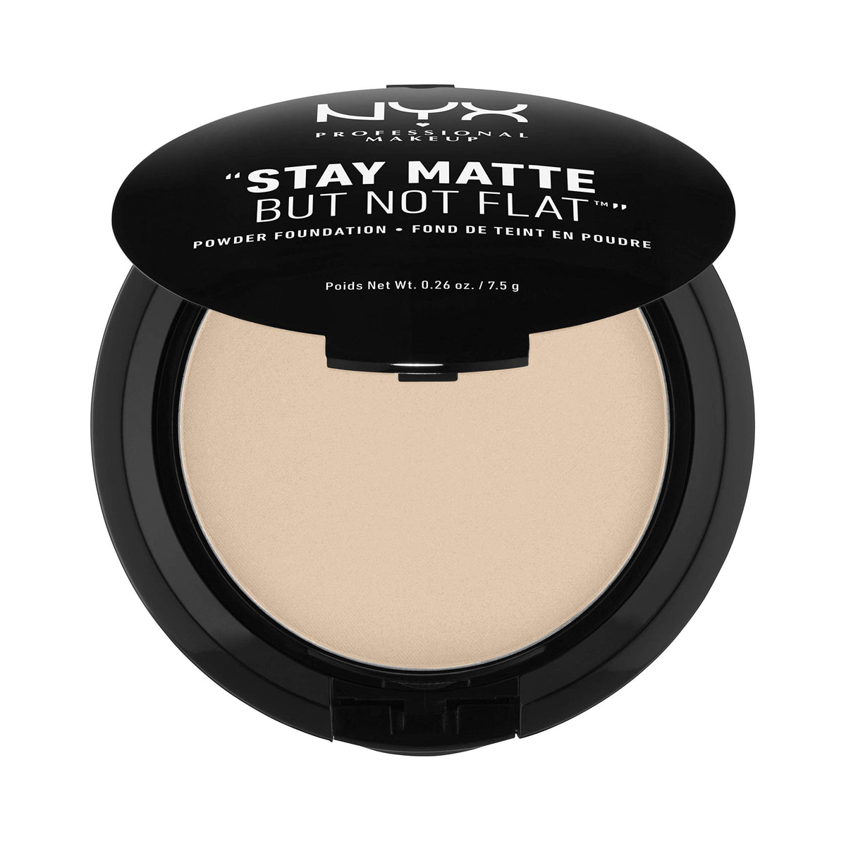 NYX Stay Matte powder foundation compact in nude for a natural matte finish.