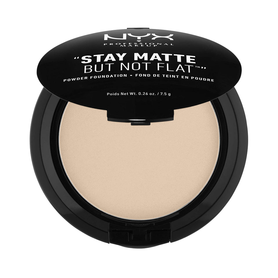 NYX Stay Matte powder foundation compact in nude for a natural matte finish.