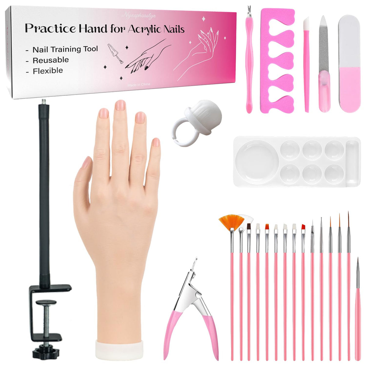 Nyxaphoralyn practice hand for acrylic nails, ideal for realistic nail practice at home