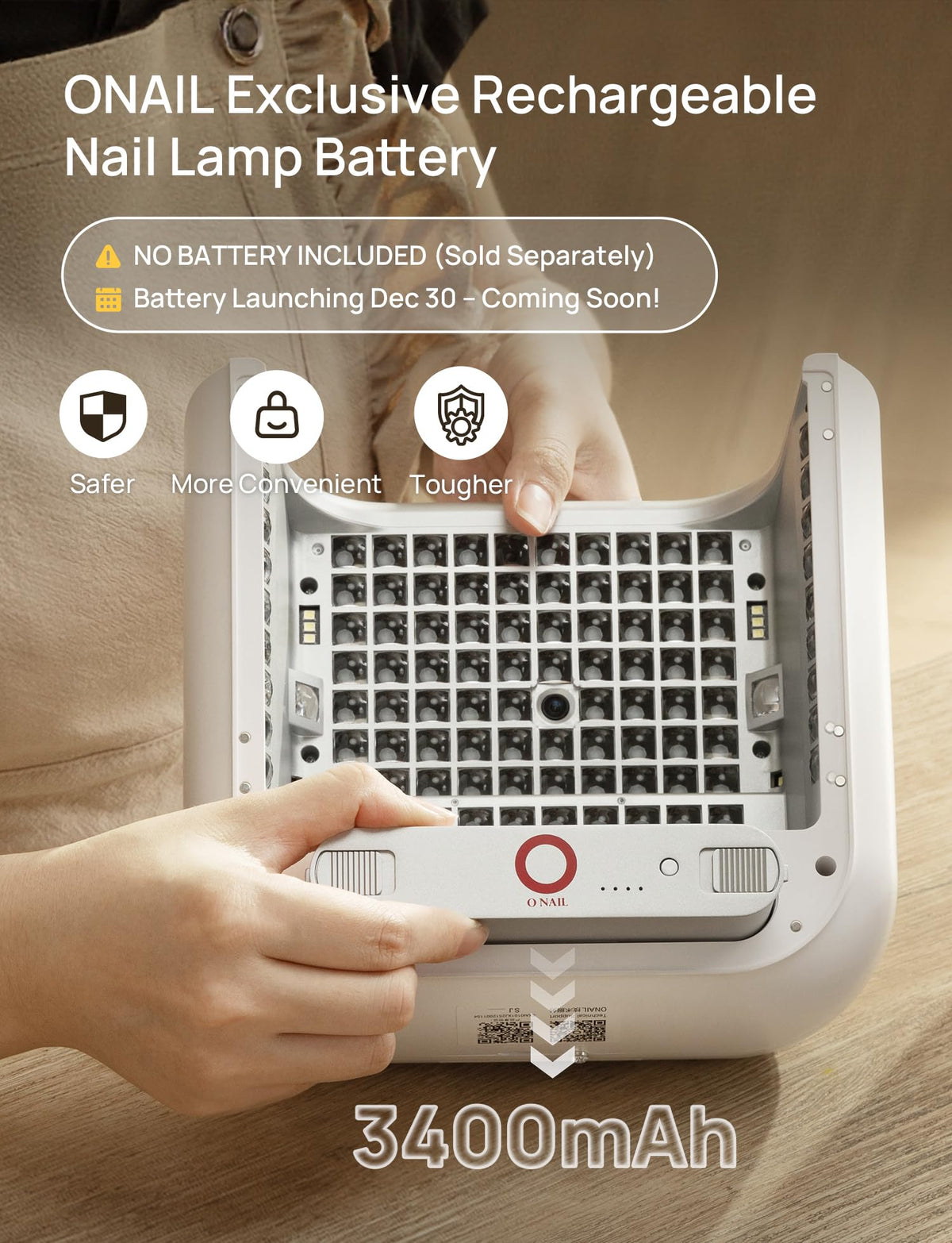 O NAIL rechargeable battery and wireless keyboard control.