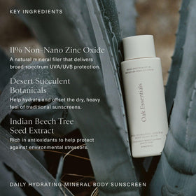 Oak Essentials applying sunscreen on arm showing smooth, even coverage.