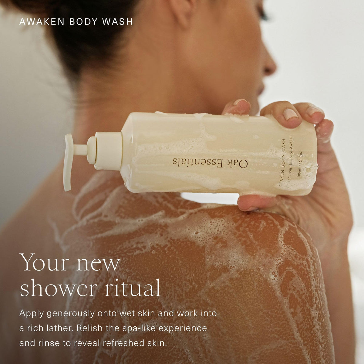 Lavender oil element of Oak Essentials Awaken Body Wash for calming aroma.