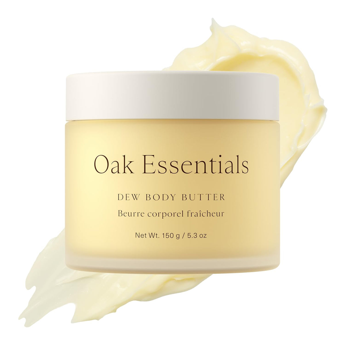 Oak Essentials Dew Body Butter jar-front with whipped texture for hydration.