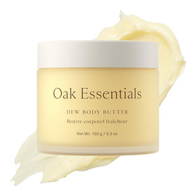 Oak Essentials Dew Body Butter jar-front with whipped texture for hydration.