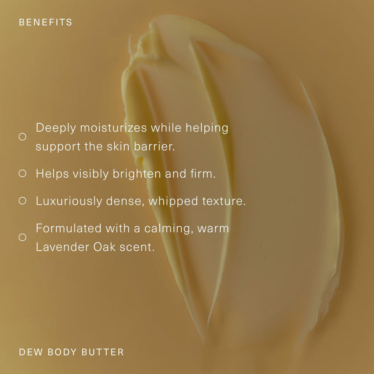 Oak Essentials Dew Body Butter olive tree stem cells label suggesting skin-renewal support.