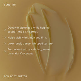 Oak Essentials Dew Body Butter olive tree stem cells label suggesting skin-renewal support.
