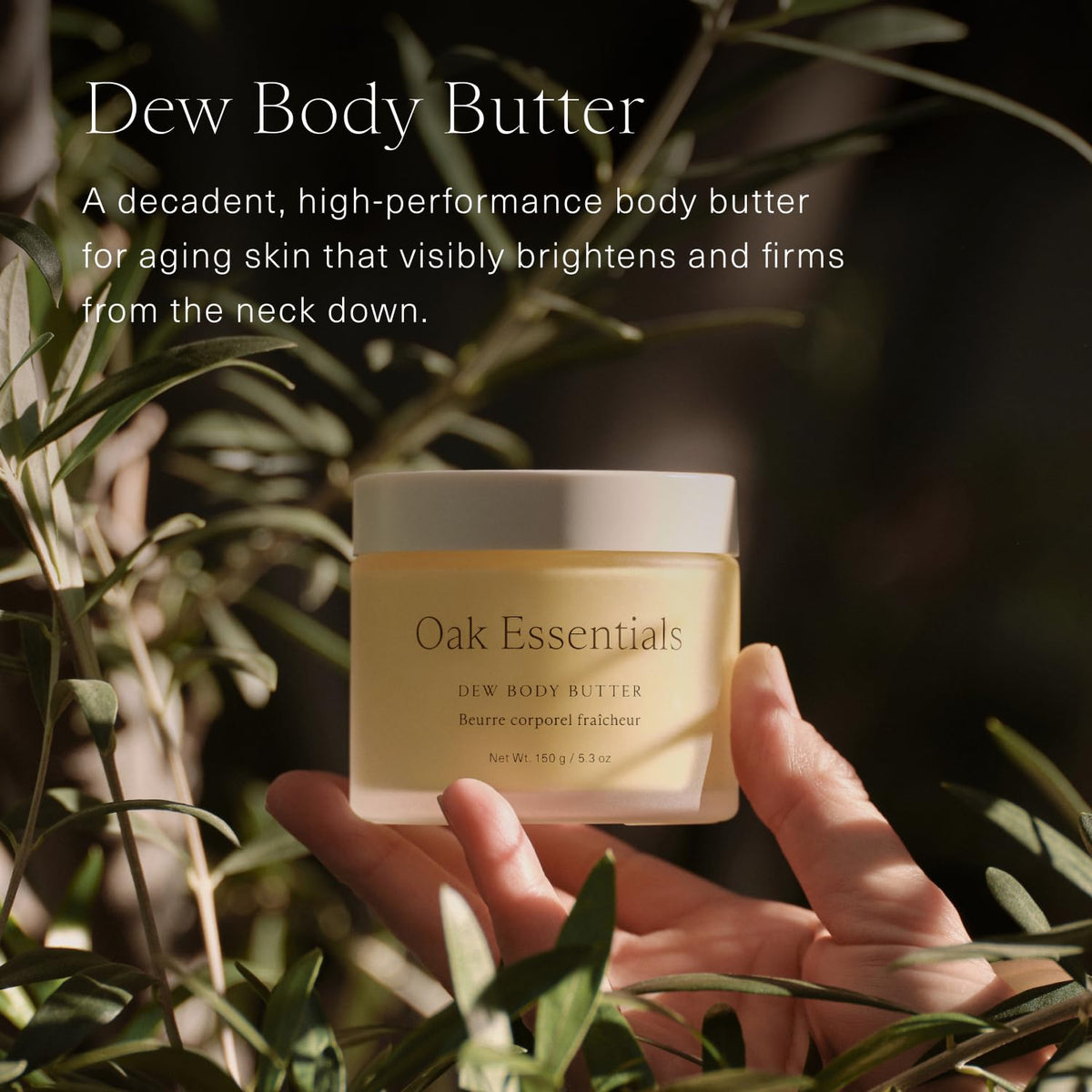 Oak Essentials Dew Body Butter whipped texture close-up showing cushiony moisture.
