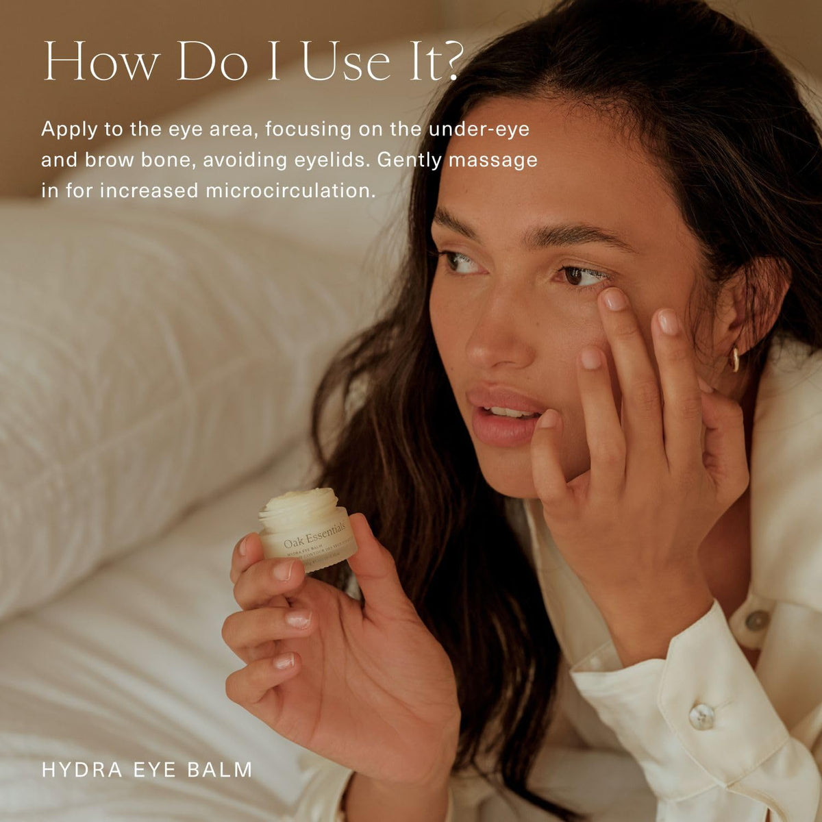 Oak Essentials Hydra Eye Balm Moringa seed oil ingredient nourishes under-eye skin.