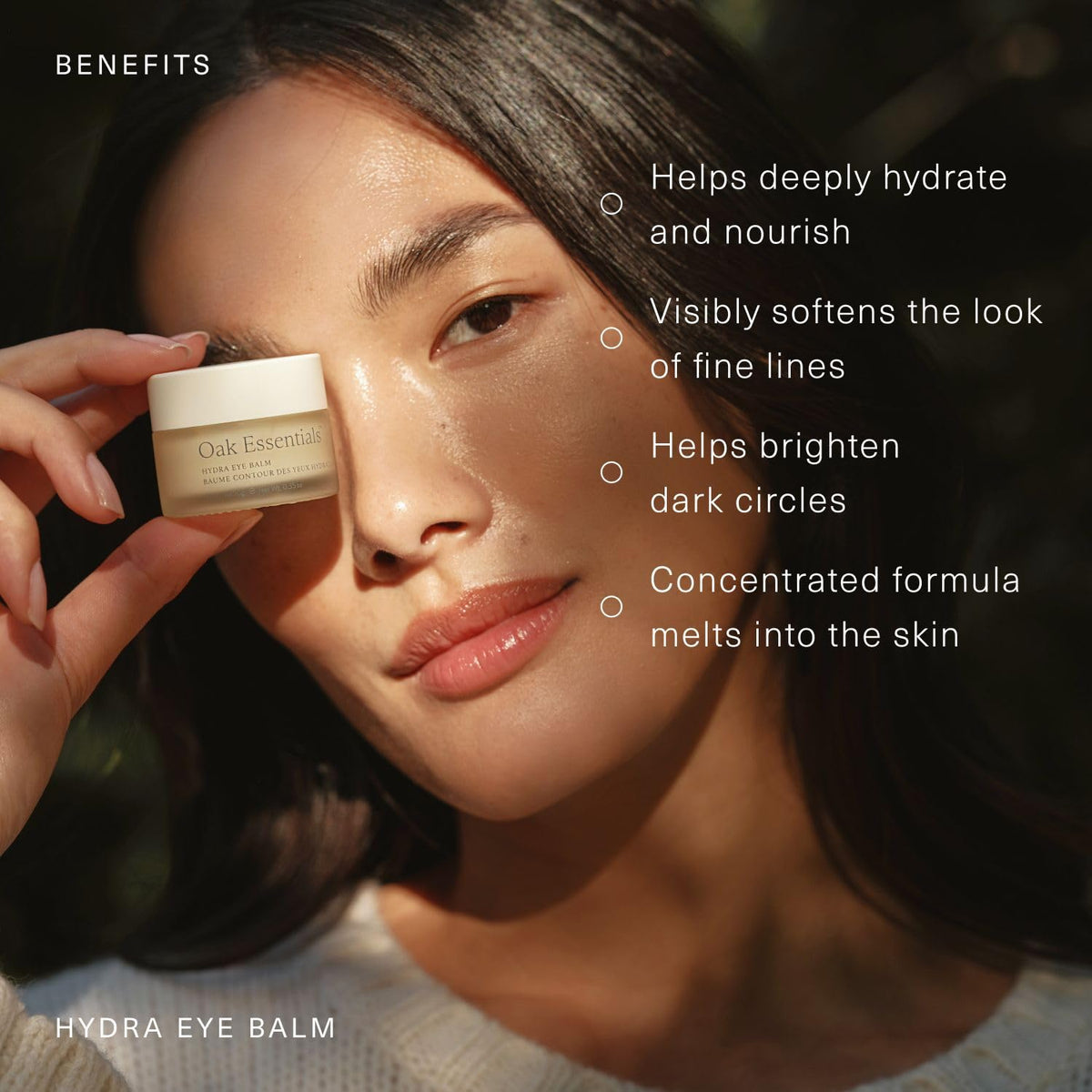 Oak Essentials Hydra Eye Balm texture melts into skin.