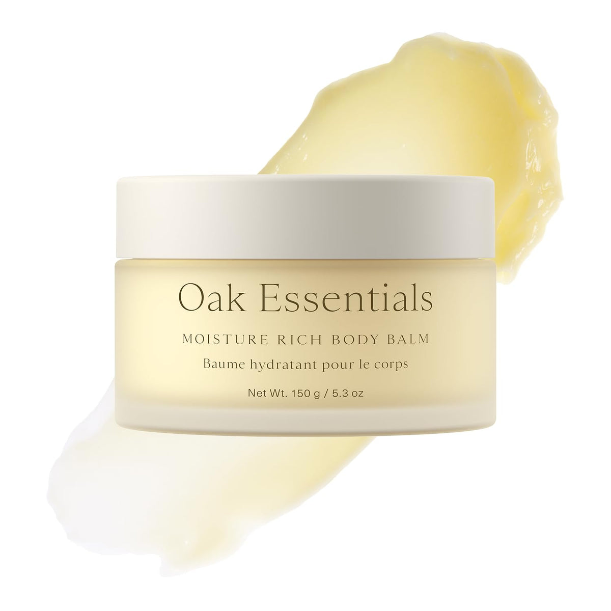 Oak Essentials Moisture Rich Body Balm jar delivers rich hydration for dry skin.