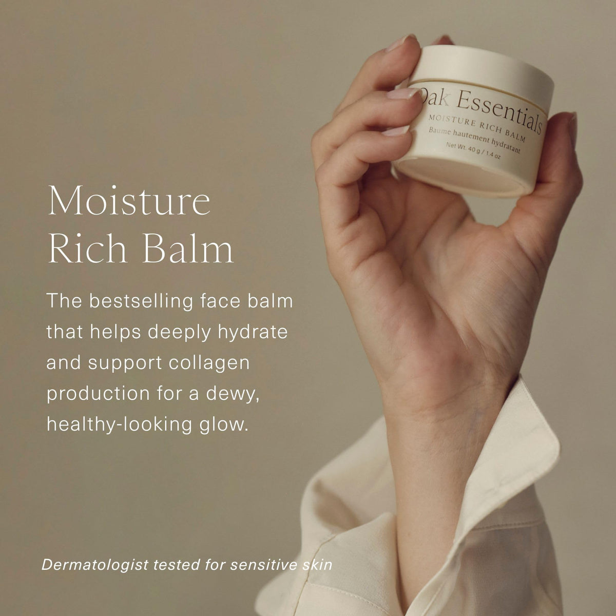 Texture of Oak Essentials balm melting into skin for comfortable moisture